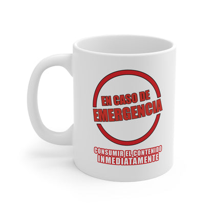 En caso de Emergencia tomar el contenido, funny coffe mug, 11oz (1 Mug)